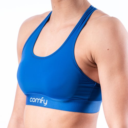 Comfy Womens Performance Racer Back Bra Blue - Solo Sports