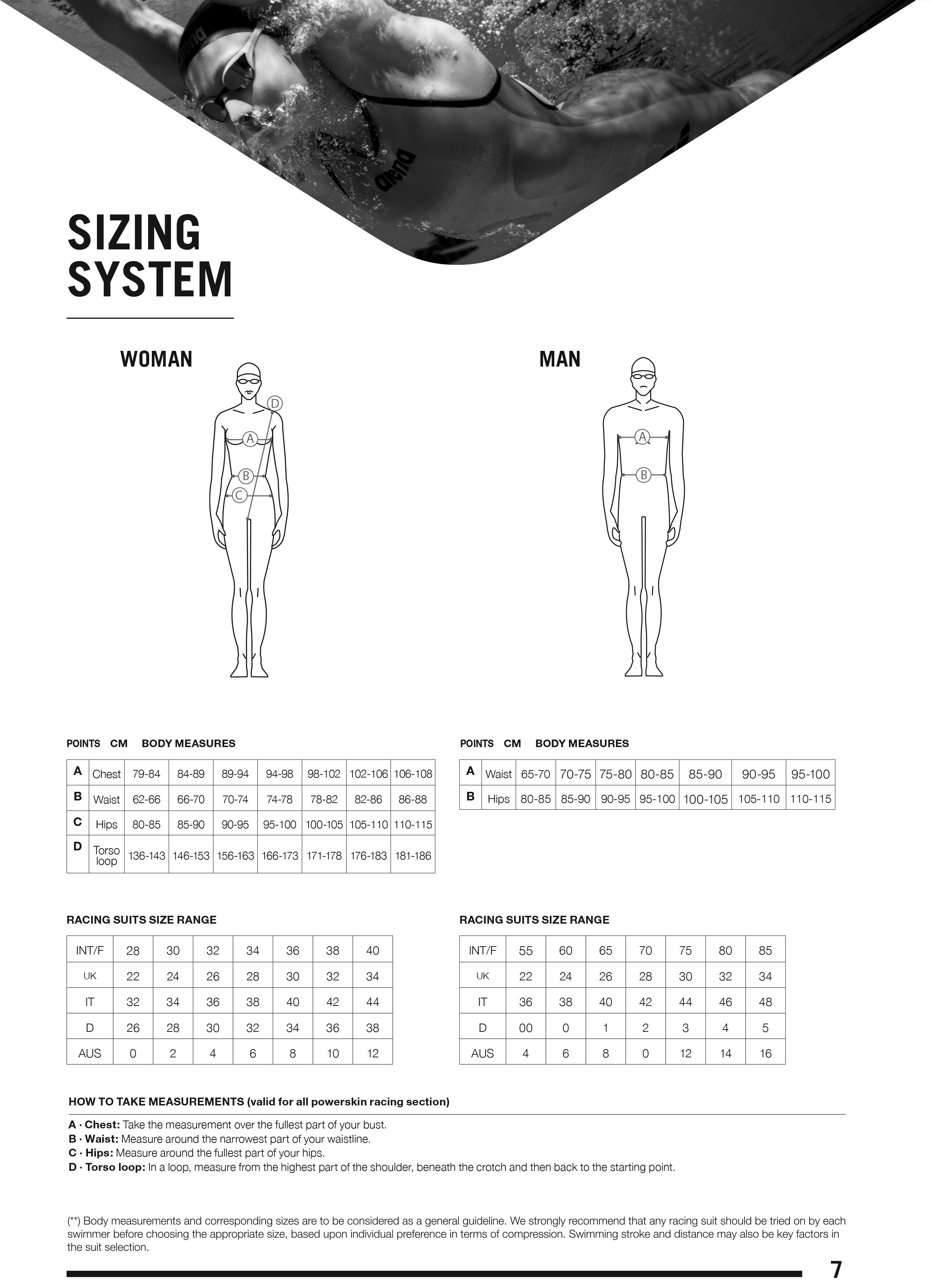 Arena Swimwear Uk Size Chart